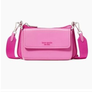 Kate Spade Double Up Pink Saffiano and Patent Crossbody Bag